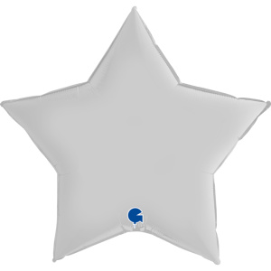Шар фольгированный звезда 36"(90см) цвет белый сатин 1 шт