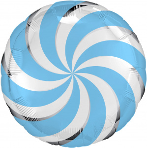 Шар фольгированный круг 18"(46см) Леденец голубой Агура1 шт