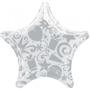 Шар фольгированный звезда 22"(55 см) Шары и подарки серебро 1 шт