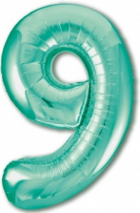 Шар фольгированный Цифра "9" размер 40" (102 см) бискайский зеленый