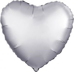 Шар фольгированный сердце 19" (Агура) цвет платина, сатин 1 шт