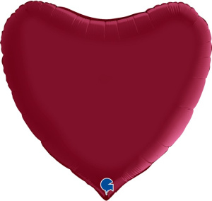 Шар фольгированный сердце 36"(90см) цвет Вишневый сатин 1 шт