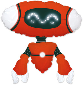 Шар (27''/69 см) Фигура, Робот Красный, 1 шт.