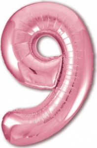 Шар фольгированный Цифра "9" размер 40"(102 см) розовый фламинго 1 шт