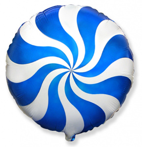 Шар фольгированный круг18"(46 см) Карамелька цвет синий 1 шт.