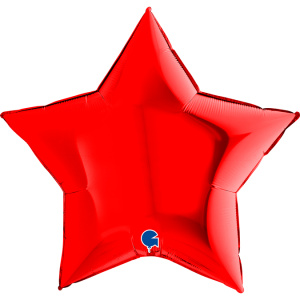 Шар (36''/91 см) Звезда, Красный, 1 шт., 36208R