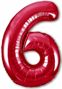 Шар фольгированный Цифра "6" размер 40" (102 см) красный Агура