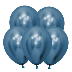 Воздушные шары 50 шт 5"(12,5 см) Рефлекс Синий, (Зеркальные шары) ТМ Sempertex