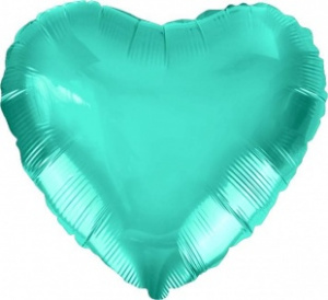 Шар фольгированный сердце 19"(48 см)  цвет бирюзовый 1 шт (Агура)