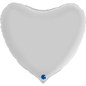 Шар фольгированный сердце 36"(90см) цвет белый сатин 1 шт