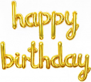 Набор шаров из фольги (17''/43 см) Мини-Надпись "Happy Birthday", Золото, 1 шт. в упак.