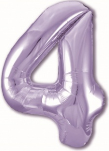 Шар фольгированный Цифра "4" размер 40" (102 см) пастельный фиолетовый