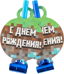 Карнавальные язычки гудки, Пиксели, 11 см, 6 шт. в упак. , 6234046