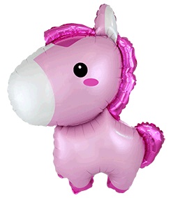 Шар фигура фольгированная 34"(86 см) Маленькая лошадка, Розовый, 1 шт.
