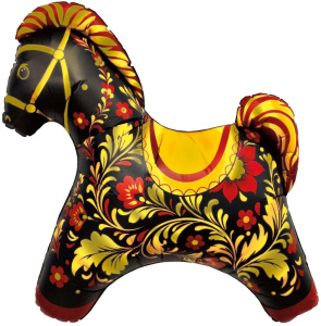 Шар (32''/81 см) Фигура, Лошадка Золотая роспись, 1 шт. в уп., 943135