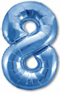 Шар фольгированный Цифра "8" размер 40"(102 см) синий 1 шт