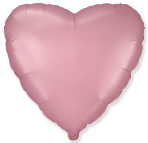 Шар фольгированный сердце 18"(46см) цвет розовый сатин 1 шт