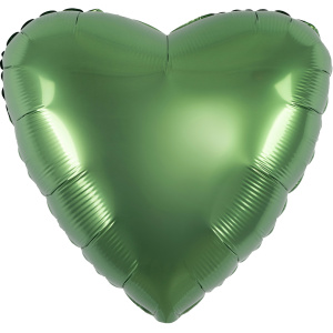 Шар (19''/48 см) Сердце, Зеленый мох, Бохо, 1 шт., 228386
