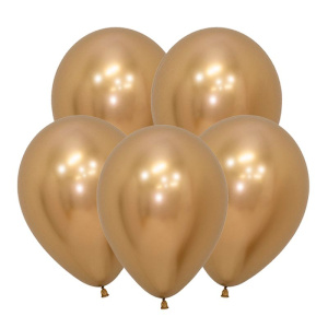Воздушные шары 50 шт 5"(12,5 см) Рефлекс Золото, (Зеркальные шары) ТМ Sempertex