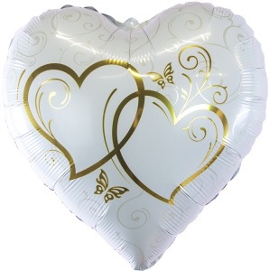 Шар фольгированный сердце 18"(45 см) Влюбленные сердца 1 шт