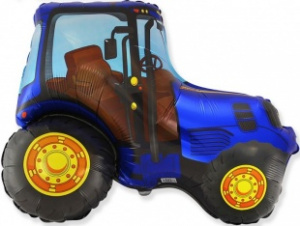 Шар фигура фольгированная 37"(94 см) Трактор синий FM 1 шт