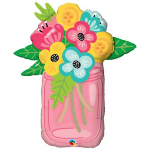 Шар фигура фольгированная 36"(91 см) Цветы в вазе, 1 шт.