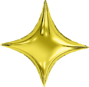 Шар фольгированный звезда (29''/74 см)  4х-конечная, Сириус, Золото 1 шт. в упак.
