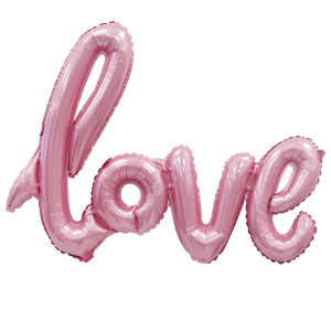 Шар фигура фольгированная 39"(100*68 см) буквы Love розовая1 шт