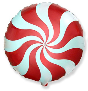 Шар фольгированный  круг 18"(45 см) Карамелька цвет красный 1 шт