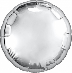 Шар фольгированный круг18"(46 см) серебро 1 шт