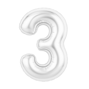 ШФ Цифра "3" размер 40" (102 см) белый блеск Агура