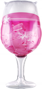 Шар фигура фольгированная 37"(94 см) Бокал Шампанское, Розовый, 1 шт.