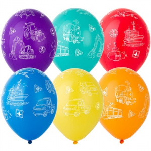 Воздушные шары 14"(35 см) Виды транспорта 25 шт