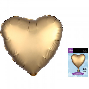 Шар фольгированный сердце 18"(45 см)  Золото Сатин Люкс в упаковке 1 шт