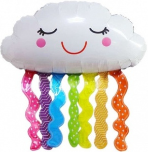 Шар фигура фольгированная 32"(81 см) Счастливое облако, Яркая радуга, 1 шт.
