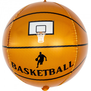 Шар фигура фольгированная 34"(86см) Сфера 3D баскетбольный мая, коричневый 1 шт