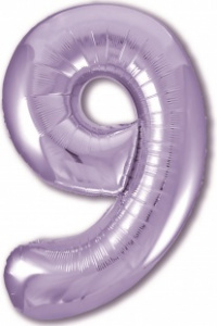 Шар фольгированный Цифра "9" размер 40" (102 см) пастельный фиолетовый