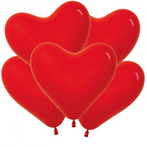 Воздушные шары сердца 12"(30 см) красные 100 шт