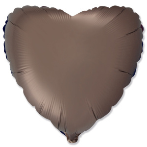 Шар (18''/46 см) Сердце, Шоколадный Сатин, 1 шт.
