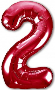 Шар фольгированный Цифра "2" размер 40" (102 см) красный Агура