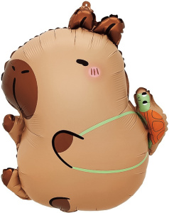 Шар (25''/64 см) Фигура, Капибара с черепашкой, 1 шт., 26402