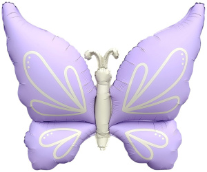 Шар (37''/94 см) Фигура, Нежная бабочка, Сиреневый, Сатин, 1 шт., 27420
