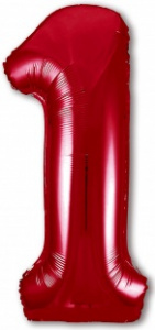 Шар фольгированный Цифра "1" размер 40" (102 см) красный Агура