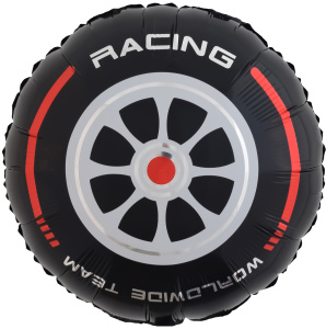 Шар (18''/46 см) Круг, Гоночное колесо, Черный/Красный, 1 шт. в уп., 23482P