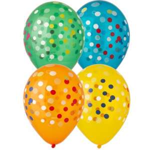 Воздушные шары 14"(35 см)  кристалл Конфетти многоцветное /Ит 25 шт