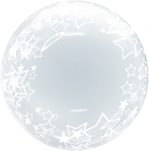 Шар (18''/46 см) Сфера 3D, Deco Bubble, Звезды, Прозрачный, 1 шт. в упак.