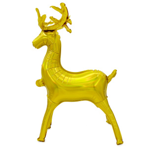 Шар 3D (64''/163 см) Фигура, Олень, Золото, 1 шт. в уп., 23798