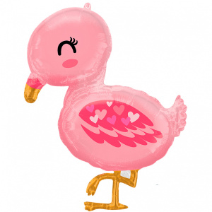 Шар фигура фольгированная 32"( 81 см) Фламинго малыш Анаграмм