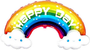 Шар фигура фольгированная 39"(99см) Радуга в облаках, Happy Day FM 1 шт