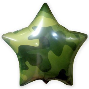 Шар фольгированный звезда 18"(45 см) Милитари1 шт